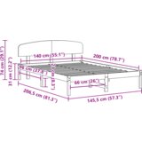 Krevetni okvir s uzglavljem 140x200 cm od punog bora | shoptok.hr
