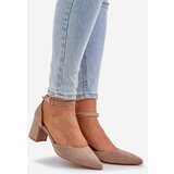 PS1 Suede Heels On A Heel Dark Beige Promise Cene
