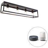 QAZQA Pametna stropna svetilka črna 99,5 cm vključno s 4 Wifi A60 - Kletka | Shoptok.si
