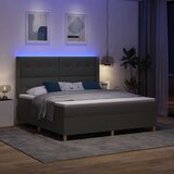  Krevet s opruga kutije s LED trakama Siva 180 x 200 cm tkanina | shoptok.hr