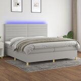 Maison Chic Box spring postelja - Vzmetna postelja z vzmetnico LED sv. siva 200x200 cm blago SL22615, (21903666) | Shoptok.si