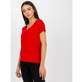 Fashion Hunters Basic red women's cotton t-shirt Cene