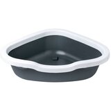 Petmax Sivi-Otvoreni ugaoni toalet za mačke 55 cm x 42.5 cm x 14 cm | Eponuda.com