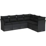  6-dijelni set vrtnih sofa s jastucima crni od poliratana | shoptok.hr