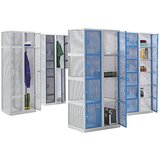 eurokraft pro Omara iz naluknjane pločevine, širina 800 mm, razdelek 400 mm, 4 predelki, cilindrična ključavnica, vrata svetlo siva | Shoptok.si