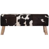  Klupa 110 x 30 x 45 cm Prava koža Crna i bijela Slike