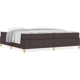  Postelja z vzmetnico Temno rjava in bela 200 x 200 cm blago | Shoptok.si