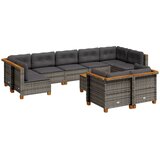 Maison Chic Seti vrtnega pohištva - Vrtna garnitura - Vrtni pohištvo set 10-delna z blazinami siv poli ratan, (21812497) | Shoptok.si
