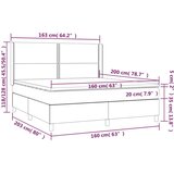  Krevet box spring s madracem LED tamnosivi 160x200 cm tkanina | shoptok.hr