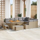 vidaXL 12-delni Vrtni Kavč Set z Blazinami Bež Poli Ratan Acacia | Shoptok.si