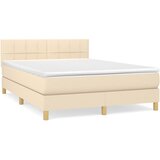  Krevet s oprugama i madracem krem 140 x 190 cm od tkanine | shoptok.hr