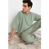 Trendyol Mint Men's Relaxed Fit Short Sleeve Textured T-Shirt Cene