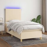  Krevet box spring s madracem LED krem 80 x 200 cm od tkanine Cijene