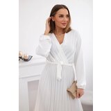 Kesi Włoski Dress tied with a pleated hem ecru | shoptok.hr