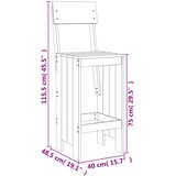  Barski stolci 2 kom sivi 40 x 48,5 x 115,5 cm masivna borovina | shoptok.hr