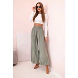 Kesi Włoski Women's viscose trousers with elastic waistband khaki | Shoptok.si