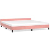The Living Store Posteljni okvir z vzglavjem roza 200x200 cm žamet - Posteljni Okvir Z Vzglavjem, (21491547) | Shoptok.si