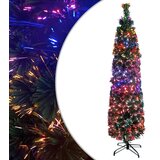vidaXL Ozka umetna novoletna jelka s stojalom 180 cm optična vlakna | Shoptok.si