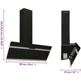  Kuhinjska napa 90 cm jeklo in kaljeno steklo črna, (20746354) | Shoptok.si