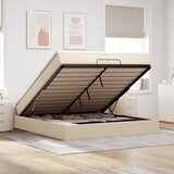 Otomanski okvir kreveta s madracima krem 200x200cm od tkanine | shoptok.hr
