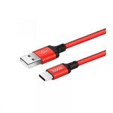 hoco. podatkovni kabel Type C na USB 2m 3A rdeč pleten Cene