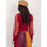 Fashion Hunters Blouse in wine RUE PARIS with mesh sleeves | Shoptok.si
