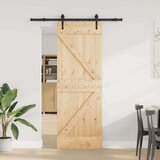 vidaXL Drsna vrata s kompletom vodil 70x210 cm trdna borovina | Shoptok.si