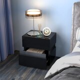  LED noćna ormarić s 2 ladice, daljinskim upravljačem, crna. | shoptok.hr