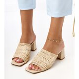 Gemre Beige block heel sandals with woven straps Gamboa | ePonuda.com