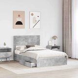  Postelja s shranjevanjem z vzglavjem Betonsko siva 135 x 190 cm, (5000106284) | Shoptok.si