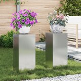 vidaXL Stalci za biljke Set od 2 Sivi Pocinčani čelik 24 x 24 x 55 cm | shoptok.hr