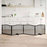 vidaXL Ograda za pse z vrati zložljiva 4 paneli črna 320 cm topolovina | Shoptok.si