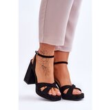 Boto Suede Square Heel Sandals Black Powerful | ePonuda.com