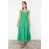 Trendyol Green Skirt Flounced Back Tie Detail Strap Maxi Woven Dress