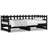  Dnevni ležaj na izvlačenje crni 2x (80x200) cm masivna borovina | shoptok.hr