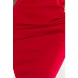 numoco basic 564-10 CALLIE Off-the-shoulder midi dress with neckline - red | shoptok.hr
