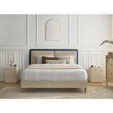 Bobochic Paris Modra/bež oblazinjena oblazinjena zakonska postelja z letvenim dnom 180x200 cm Mara – | Shoptok.si