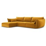 Mazzini Sofas Gorčično rumena žametna kotna sedežna garnitura z ležalnikom (levi kot) Vanda – | Shoptok.si