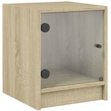  Noćni ormarići staklena vrata 2 kom boja hrasta 35 x 37 x 42 cm Smeđa | shoptok.hr