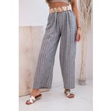 Kesi Włoski Women's wide-leg striped viscose trousers grey | shoptok.hr