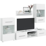 Maison Chic Petodijelni zidni set TV ormarića s LED rasvjetom bijeli | shoptok.hr