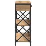  Konsolna Miza Artizanska Hrast 75x28x75 cm Inženirska Les in Jeklena, (22046321) | Shoptok.si