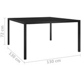 vidaXL 313099 Garden Table 130x130x72 cm Black Steel and Glass | shoptok.hr