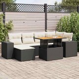  7-dijelni set vrtnih sofa od poliratana s jastucima crni Cijene
