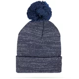 Delight zimska pletena kapa - modra - bleščeča - z cofom