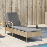  Ležalnik z blazino bež 63x200x81 cm poli ratan | Shoptok.si