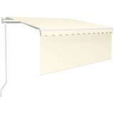 vidaXL Avtomatska tenda s senčilom LED + senzor 3,5x2,5 m krem | Shoptok.si