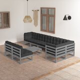 The Living Store Vrtna sedežna garnitura 9-delna z blazinami trdna borovina - Vrtna Sedežna Garnitura, (21427254) Cene