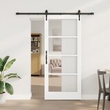 vidaXL Drsna vrata s kompletom strojne opreme bela 86x198.5 cm Masivni les bor, Notranja vrata s steklom 'ORKDAL'bela 86x198.5x4 cm | Shoptok.si