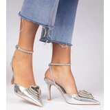 Gemre Silver slingback stilettos embellished with zirconia Isoda | ePonuda.com